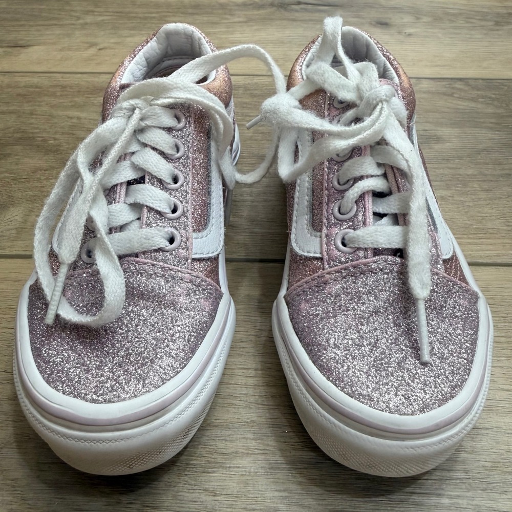 Vans Old Skool Pink Glitter Skate Sneakers Kids Size 12.0 Low Top Shoes - Picture 4 of 11